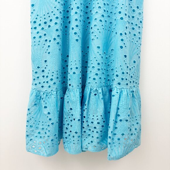 NWT Boston Proper Eyelet Surplice Ankle Length Dress Size 8 Blue Topaz Cotton - Picture 6 of 10